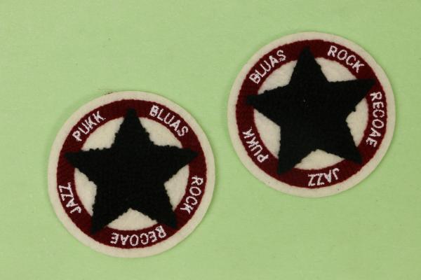 Círculo do remendo do Applique do bordado de toalha com cinco pretos a estrela apontada para calças dos revestimentos dos homens das crianças