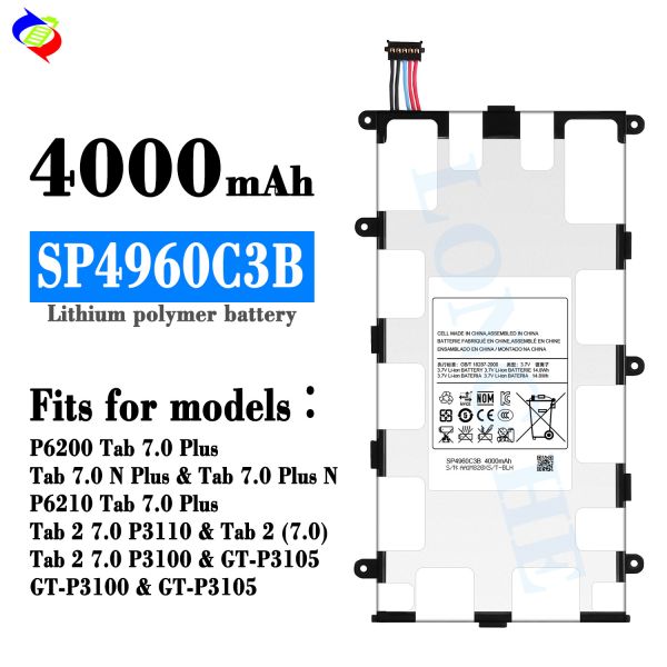 4000mAh SP4960C3B Battery for Samsung Galaxy Tab 7.0 Plus P6200 P6210 P3100 P3110