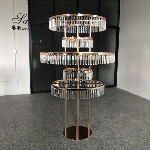 ZT-553 Saixin personalizado lujo alto de cinco niveles círculo de cristal centerpieces para eventos