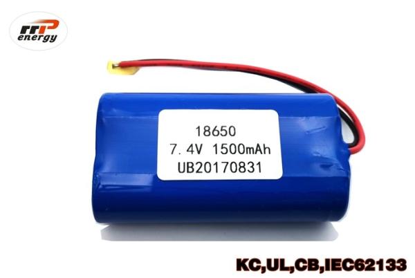 7.4V 1500mAh Rechargeable Li Ion Battery Pack INR18650 With UL KC CB PSE Approval