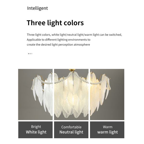 Modern Simple Pearl Feather Glass Chandelier Luxury Living Room Lamp Bedroom Dining Room White Chandelier(WHCY-253)