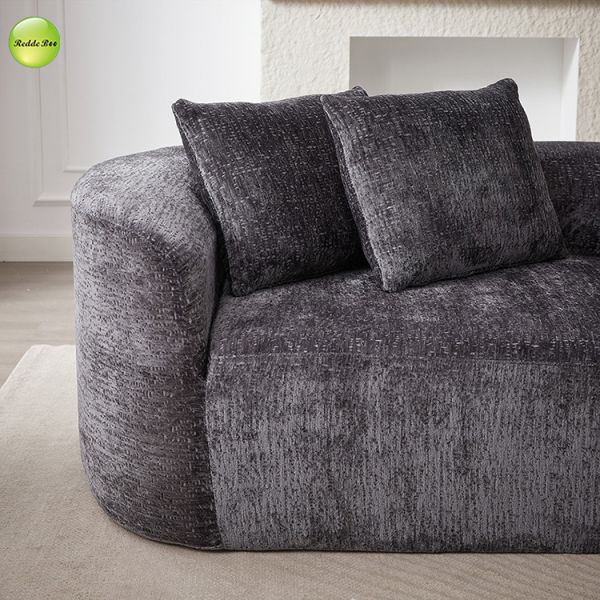 Curved Microfiber Chenille Compressed Sofa And Loveseat Vacuum Packed