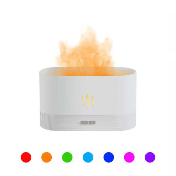 180ML Colorido Cambiavel USB Efeito de Chama Umidificador de Óleo Essencial Simulação de Fogo Smart Mute Aroma Diffuser Com Luz RGB
