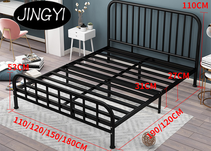 Black 1.5mm King Size Bed Frame Furniture Living Room ODM Queen Size Double Bed
