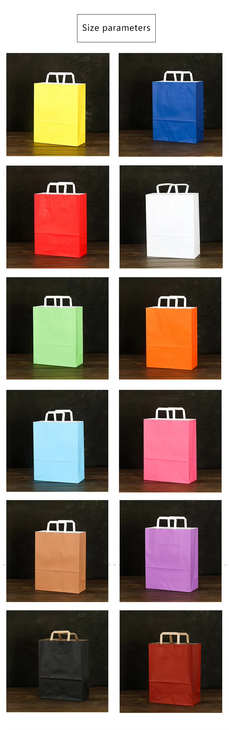 Custom Kraft Paper Biodegradable Eco-Friendly Flat Handle Kraft White Take Away Paper Bag With Custom Logo Printing