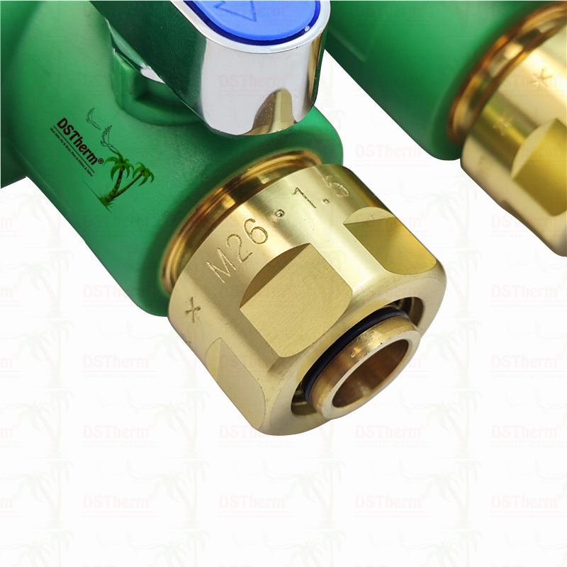 PPR Manifolds With Ball Valve Hot & Cold Water Blue 3 Ways Manifolds Customized Logo and Color 25mm