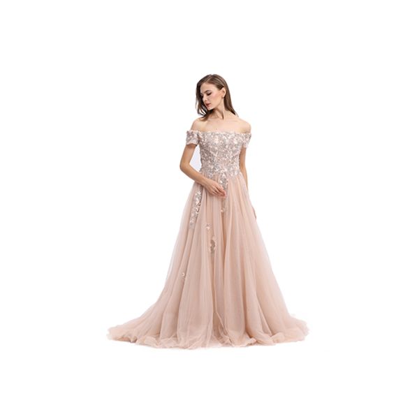 Sexy Off Sholder Ladies Evening Dresses , Muslim Wear Long Sleeve Ball Gown