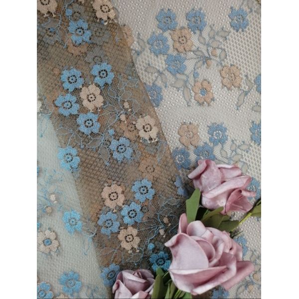 145CM Small Floral Embroidered Lace Fabric Lady Dress Lace Brown Color