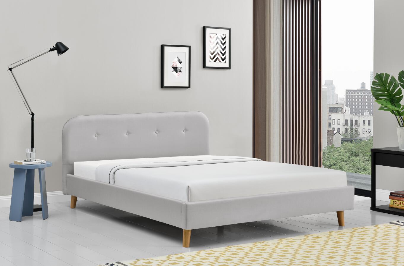 Изголовье кнопки белья серого цвета отделки кровати Nailhead обитое детьми Tufted изогнутое