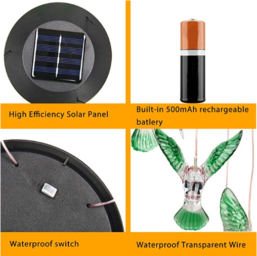 4.8 Inches Hummingbird Animal Shaped Solar Garden Lights