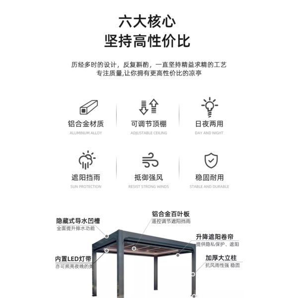 Gazebo d'extérieur - Gazebo de patio en aluminium robuste pour la cour arrière, gazebo Yardistry en métal robuste