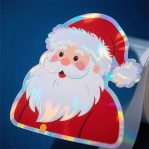 Glossy Customized Size Holographic Sticker CMYK Rainbow Self Adhesive Round Thankyou Label Gift Bag Sealing Sticker