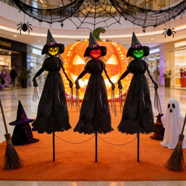 halloween jack-o'-lantern ground light | 1.3m(h) | 45cm plug rod | glowing eyes & sound | eco-friendly & waterproof | home & commercial use | moq 500pcs