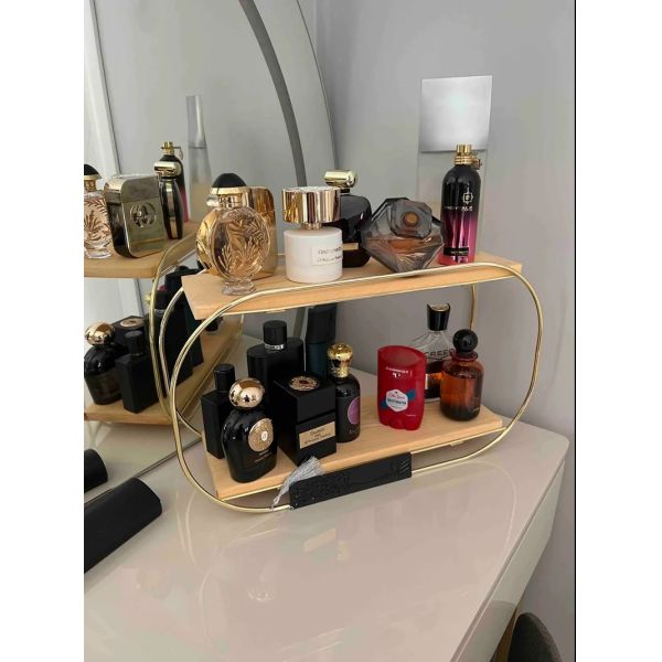 Bathroom Shelf Wooden Vanity Tray Countertop Organizer for Makeup Perfume Storage