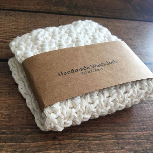 Y-F Grey Cotton Washcloth Crochet Natural Cotton Wash Cloth Face Cloth Dish Cloth Cotton Towel Gift for Mom