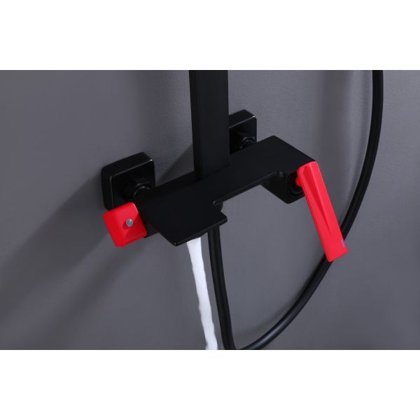 Contemporary Black Copper Wall Mounted Shower Cleaner Spray Mixer Set with Ceramic Valve
