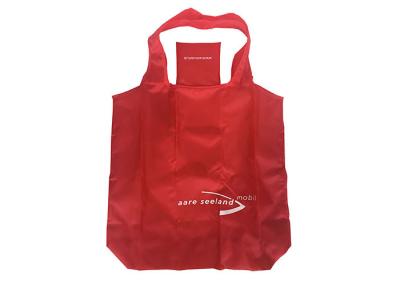Red 210T RPET Folding Tote Bag Custom Foldable Reusable Bags