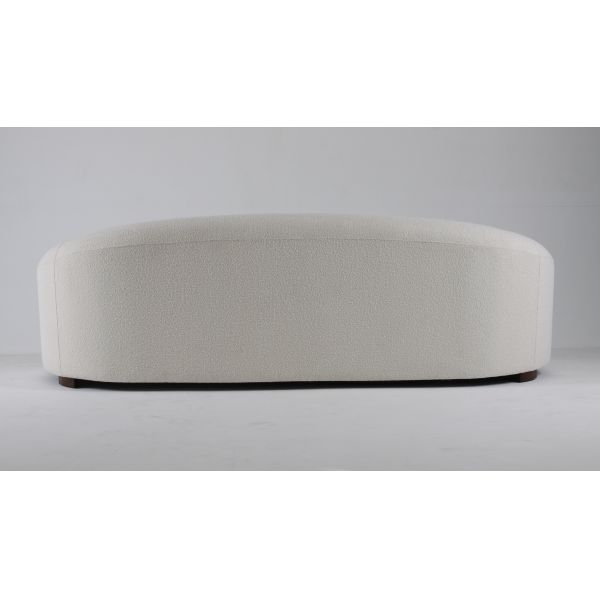 Luxury And Modern White Boucle Living Room Sofa With Wooden Legs