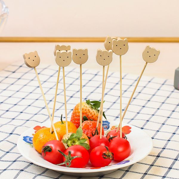 Customized Logo Flower Picks Disposable Fruit Forks and Cocktail Picks for Wine Tasting
