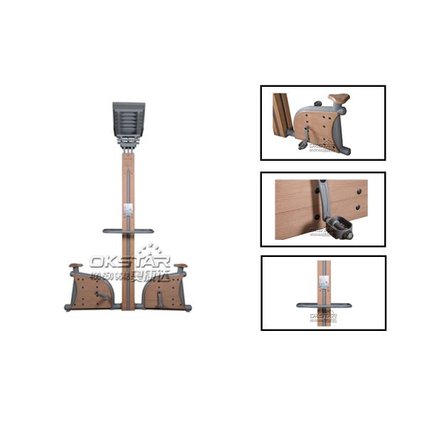 wooden street lamp outdoor fitness bike