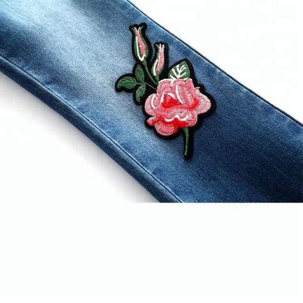 Embroidery Kids Jeans Pant Light Blue , Children Girls Denim Pants Breathable