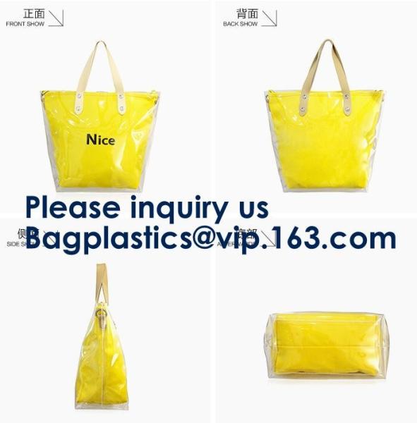 Fashion Ladies Rainbow Hologram Laser PVC Handbag Beach Shoulder Bag Shopping Tote Bag For Women