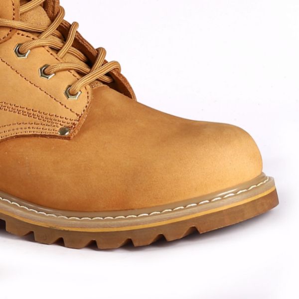 Lace Up Goodyear Safety Shoes Rubber Sole Steel Insole Smooth Cow Leather Upper Sport Type