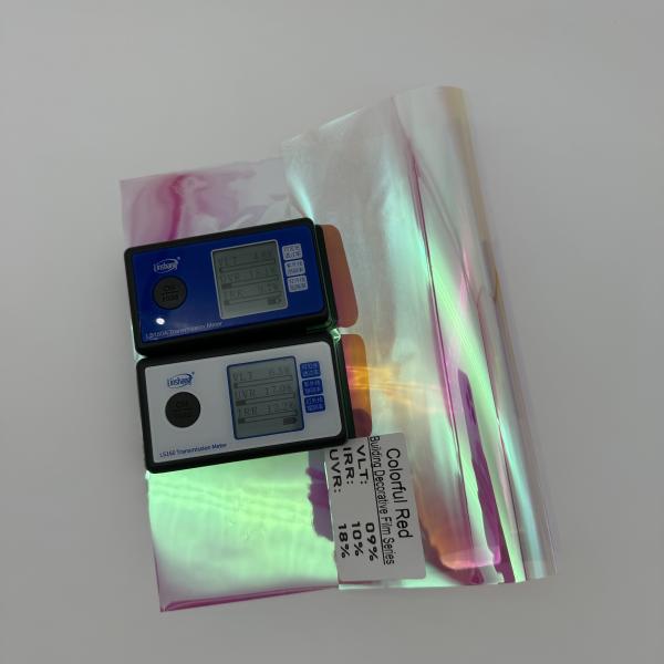 Colorful Red VLT15% Building Window Film Chameleon Decoration Heat Protection