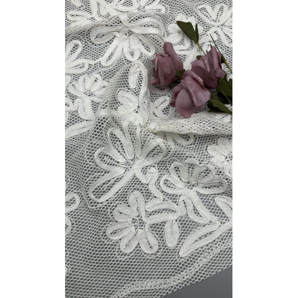 100% Cotton Leafy Corded Lace Fabric Embroidered Lace Fabric Elegent for Clothes