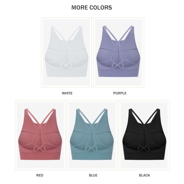 Logo On Straps Removable Private Label Women Yoga Sports Bras 210gsm