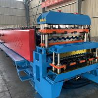 ガラスのタイルと波紋板金属屋根の二層ロール形成機械