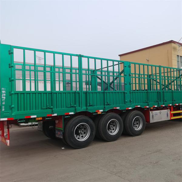 30 Tons Fence Semi Trailer LED Light 24V Kin Pin 2 Or 3.5 Leaf Spring 90mm*13mm*10 Layer