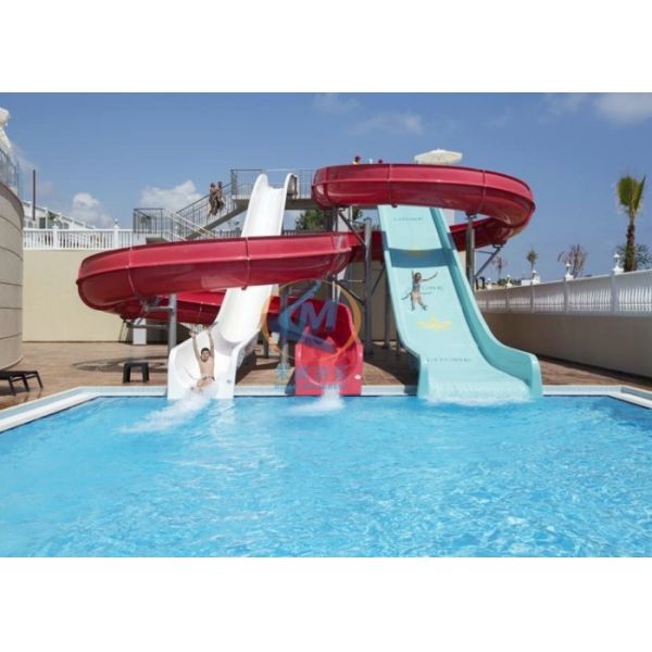 Curved Fiberglass Pool Slide Colorful With Customized Height