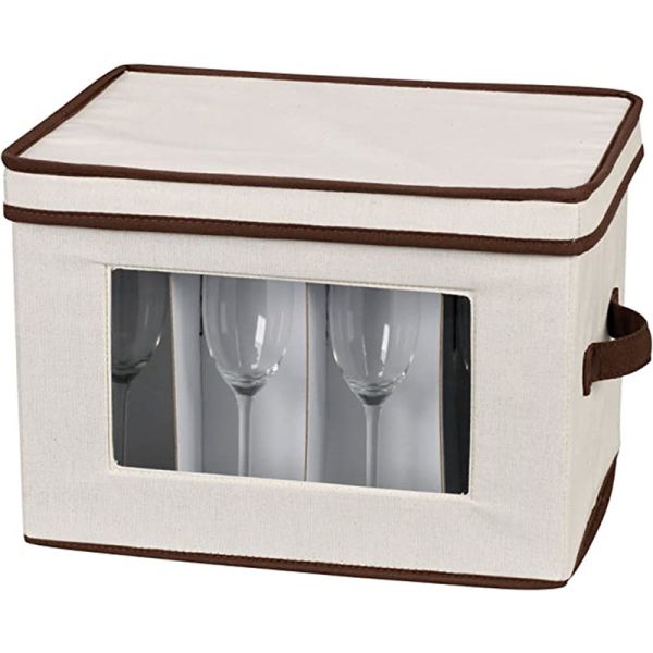 12-Piece Crystal Glassware Storage Case with Dividers - Hard Container for Wine Glasses Stemware, Boxes