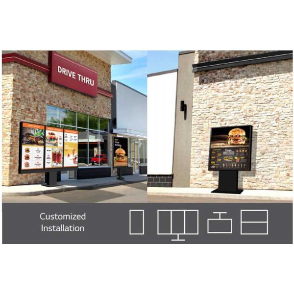 55 Inch Menu Boards Outdoor Lcd Advertising Display FHD 1920x1080