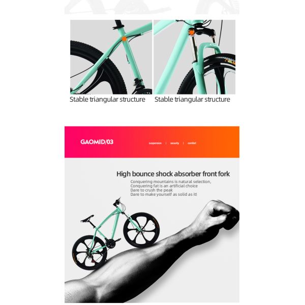Ordinary Pedal Double Disc Brake Carbon Steel Frame 21 Speed Pure Color Mtb Mountain Bikes Bicycle