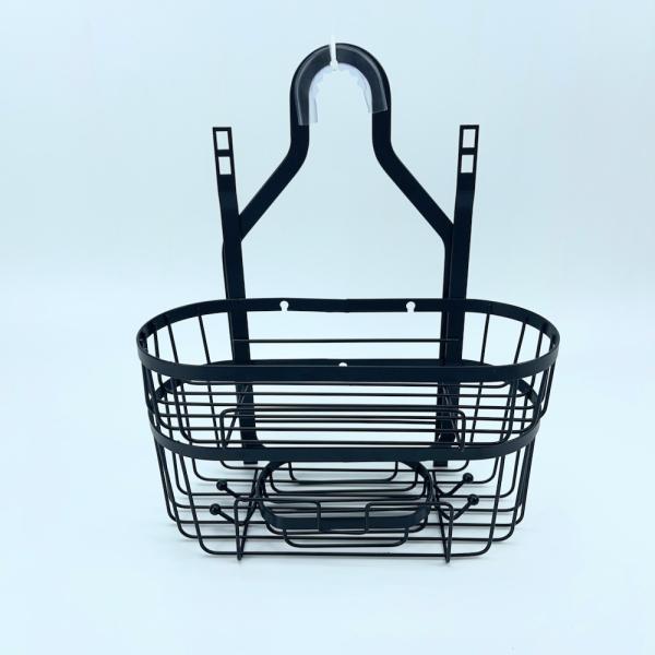 Non-slip Stylish Silver Shower Caddy Shower Storage Rack Basket with Hooks for Razor and Sponge