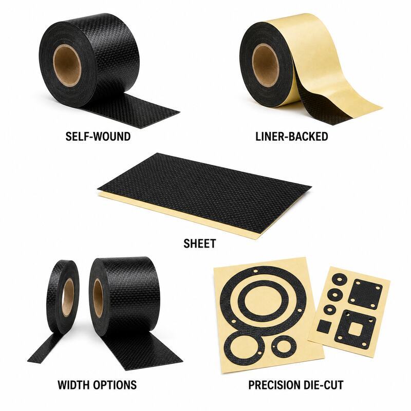 PTFE-Coated Carbon Fiber Fabric Tape / Carbon Fibre PTFE Tape / PTFE Carbon Cloth Tape with Silicone Adhesive for Composite Mold Release, Tooling Covers and Guide Rails