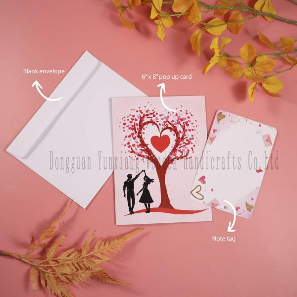 Handmade Heart Card Pop Up 3D Heart Flower Card Romantic Love Letter Greeting Anniversary Wedding Valentine Birthday Gift Card