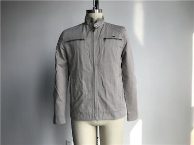 Mens Stone Color Woven Fabric Jacket With Metal Zip Through TW59378