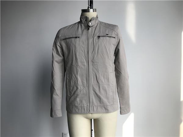 Mens Stone Color Woven Fabric Jacket With Metal Zip Through TW59378