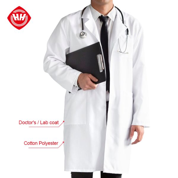 Hubei Haixin Unisex Design Cotton Long Sleeve Nurse Uniform Dental Clinic Doctor's Gown Slim Fit White Color Lab Coat Wholesale