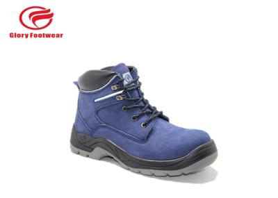 Blue Suede Leather Double Density Safety Shoes  For Engineers Anti Split Winter