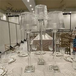 Venda quente decoração de casamento chique 3 pcs conjunto transparente lâmpada sombra suportar porta-lâmpadas para a peça central do evento