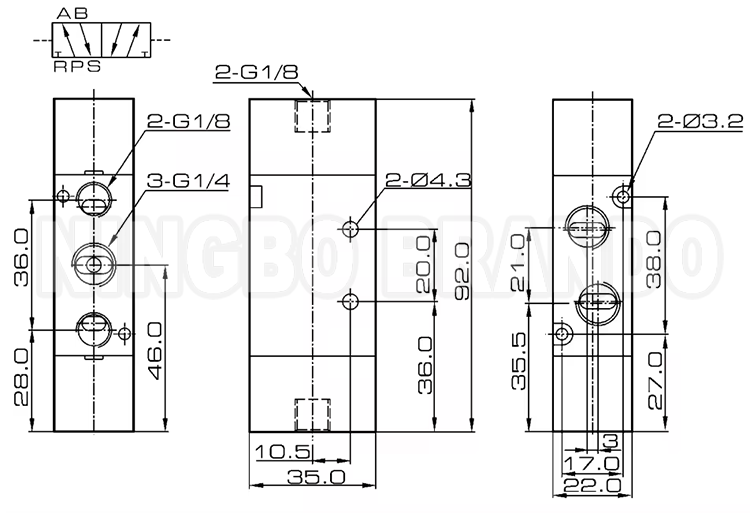 4A220-08 Double Control Pneumatic Air Control Valve 5 Way 2 Position