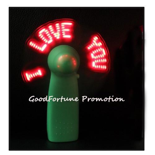 Customed Cheap promotional Eco ABS message led flash desk hand mini fan printed logo gift