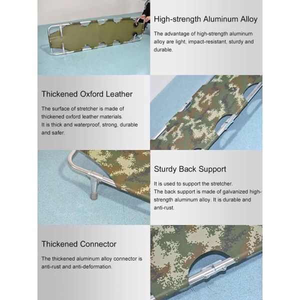 Evacuación de emergencias de pacientes con camillas plegables carretillas pequeñas ruedas 185cm × 48cm × 21cm