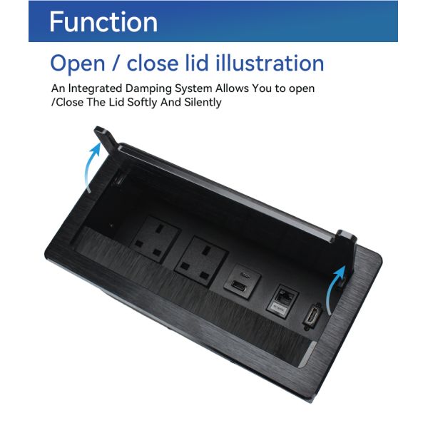 20W Flip Up Countertop Outlet Power Module USBA USBC Desk Mounted Sockets