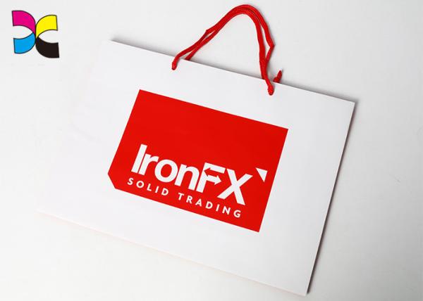 Eco Custom Printed Recycled Paper Bags With Handles / Promotional Paper Carrier Bags