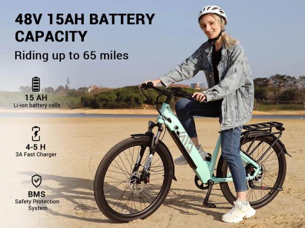 48V 26 Inch Fat Tire Electric Bike for City Commuting & Off-Road with Long Range